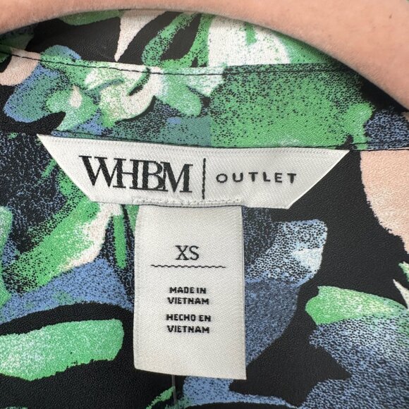 NWT White House Black Market Blouse XS Long Sleeve Blue Green Floral #WHBM2 - Picture 4 of 9